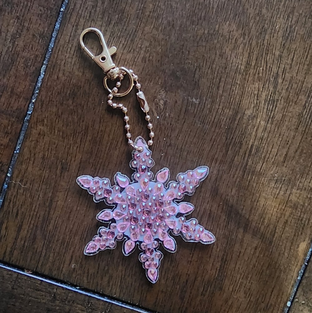 Elegant Pink Snowflake Keychain